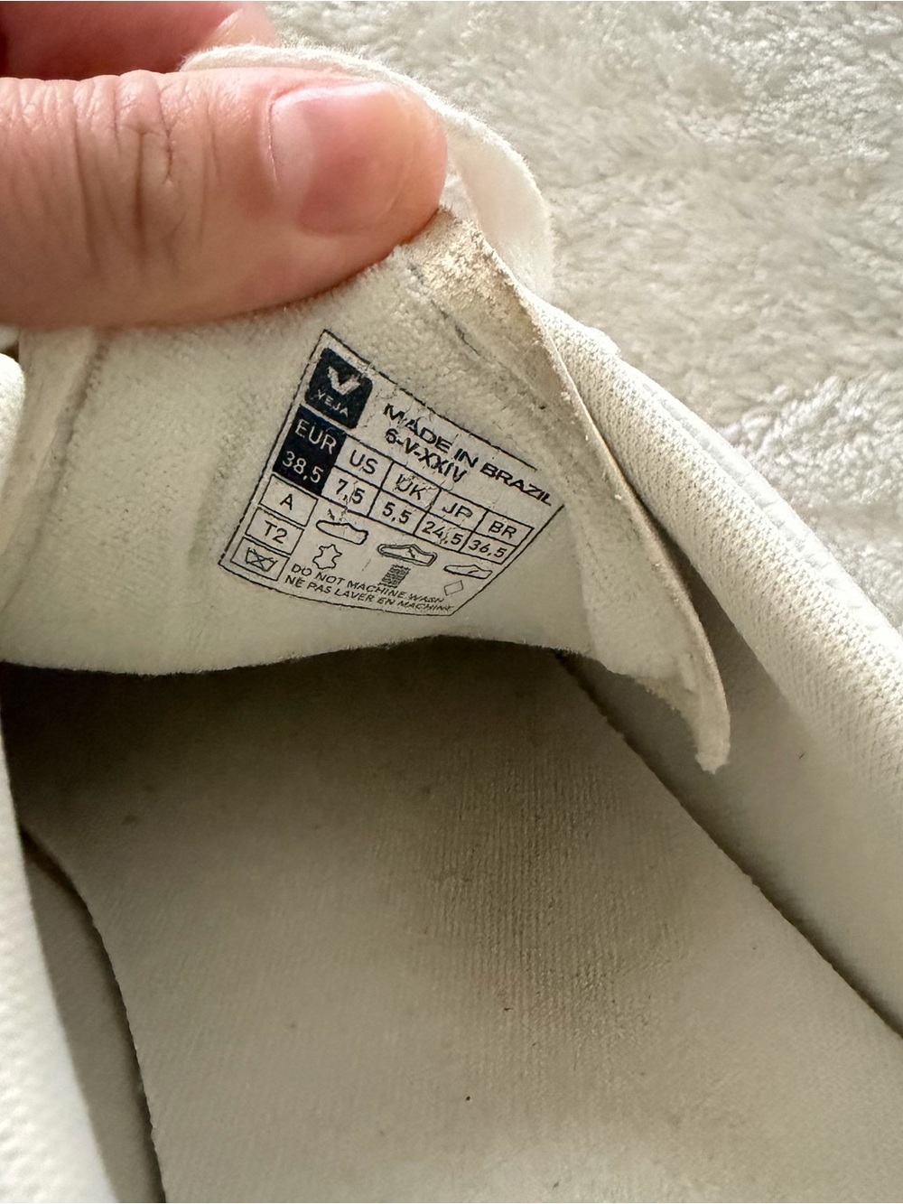 Veja White Sneakers with Black V Detail - Picture 8 of 8